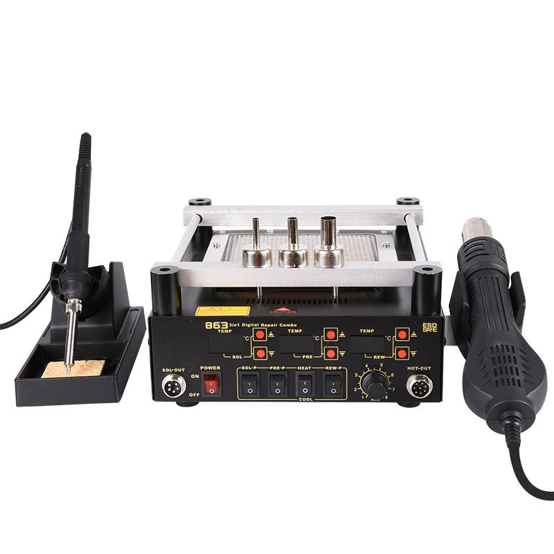 Three-in-one Preheating Repair and Desoldering Station 863 Heating Platform Motherboard Repair BGA Recasting Soldering Station
Three-in-one Preheating Repair and Desoldering Station 863 Heating Platform Motherboard Repair BGA Recasting Soldering Station