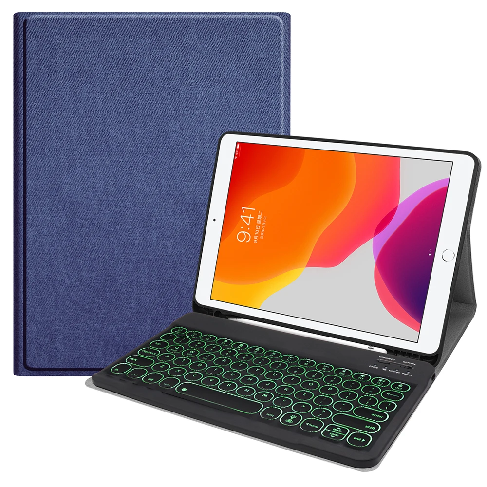 For iPad Air 3 iPad Pro 10.5" iPad 10.2" 2019 7 Colors Backlit English Bluetooth Keyboard with Leather Tablet Case Pen Slot
For iPad Air 3 iPad Pro 10.5" iPad 10.2" 2019 7 Colors Backlit English Bluetooth Keyboard with Leather Tablet Case Pen Slot