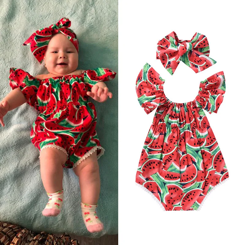 Cute Watermelon Romper 2pcs Baby Girls Clothes Jumpsuit Romper+Headband 0-24M Age Ifant Toddler Newborn Outfits Set Hot Sale
Cute Watermelon Romper 2pcs Baby Girls Clothes Jumpsuit Romper+Headband 0-24M Age Ifant Toddler Newborn Outfits Set Hot Sale