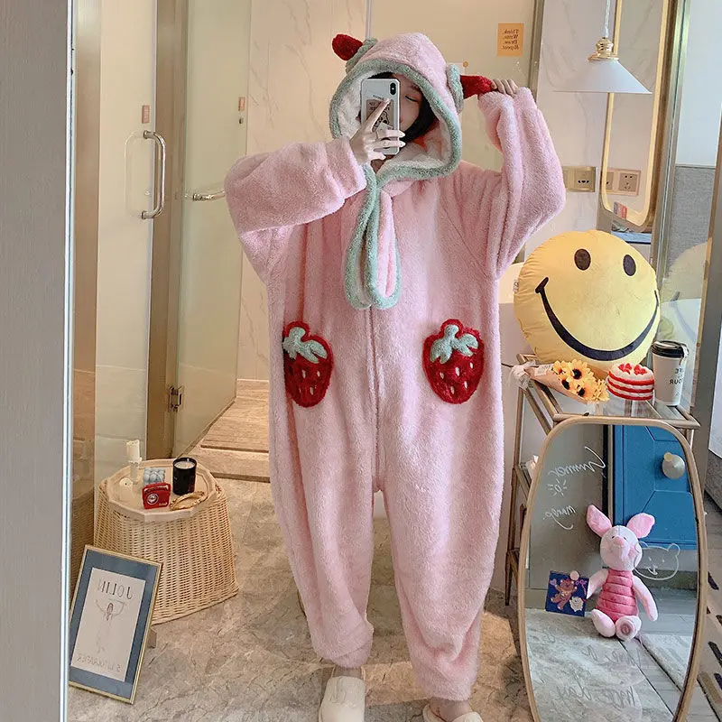 Winter Flannel Big Rabbit Ear Hooded Onesie for Adults Cute Long Sleeve Warm Pajama Onesie Women Spring Loose Home Clothes Girl
Winter Flannel Big Rabbit Ear Hooded Onesie for Adults Cute Long Sleeve Warm Pajama Onesie Women Spring Loose Home Clothes Girl