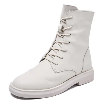 Genuine Leather High-top Martin Boots Women's Low-heeled Lace Motorcycle Boots Autumn New Fashion Comfortable Casual Short Boots
Genuine Leather High-top Martin Boots Women's Low-heeled Lace Motorcycle Boots Autumn New Fashion Comfortable Casual Short Boots