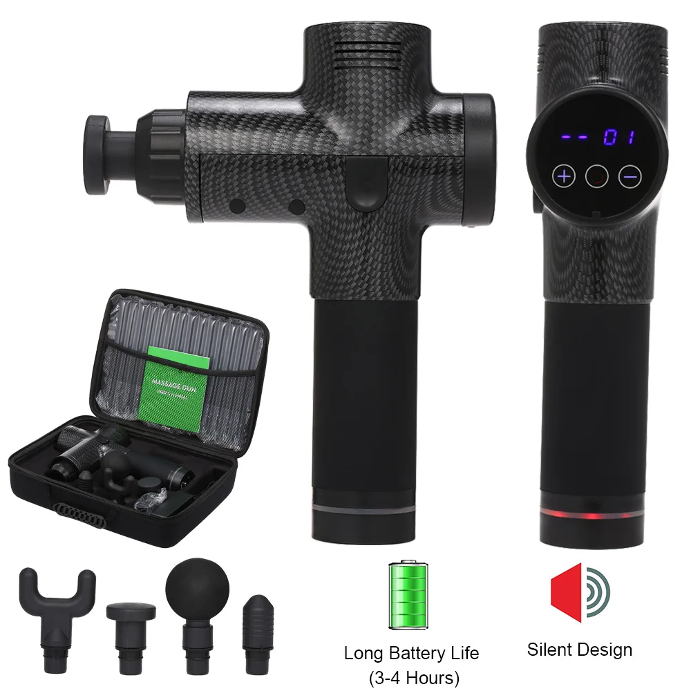 Massage Body Electric Massage Gun Handheld Cordless Tissue Massager for Muscle Deep Relaxation with LCD Screen & 4 Massage Heads
Massage Body Electric Massage Gun Handheld Cordless Tissue Massager for Muscle Deep Relaxation with LCD Screen & 4 Massage Heads