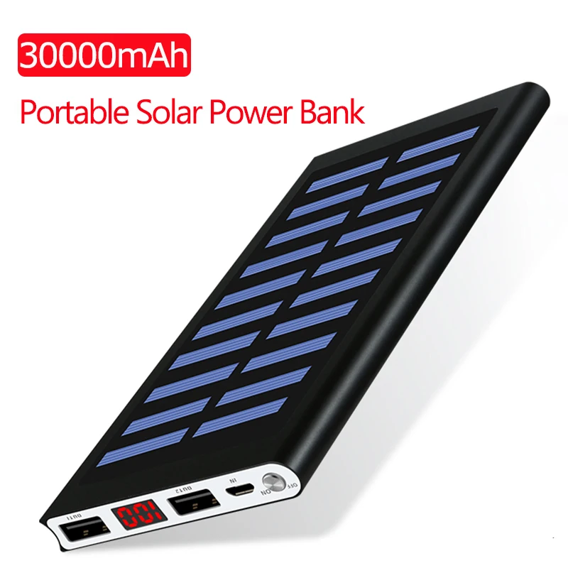 Solar Power Bank 30000mah External Battery 2 USB LED Portable Powerbank Mobile Phone Solar Charger for Xiaomi Iphone Huawie
Solar Power Bank 30000mah External Battery 2 USB LED Portable Powerbank Mobile Phone Solar Charger for Xiaomi Iphone Huawie