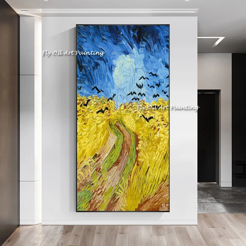Van Gogh's famous painting landscape wheat field 100% Handpainted Oil Painting Abstract Large Size Picture On Canvas Framelss | Дом и сад