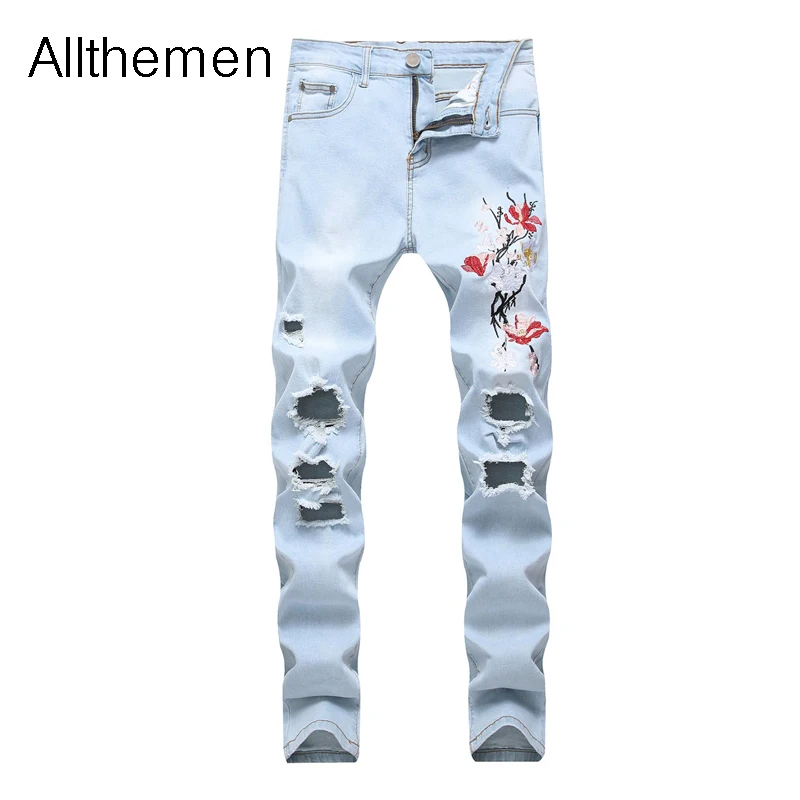 Men's Skinny Casual Pant Embroidered Stretch Jeans Ripped Jeans Sexy Hole Denim Trousers Slim Fit Stretch Hip Hop Pant 
Men's Skinny Casual Pant Embroidered Stretch Jeans Ripped Jeans Sexy Hole Denim Trousers Slim Fit Stretch Hip Hop Pant