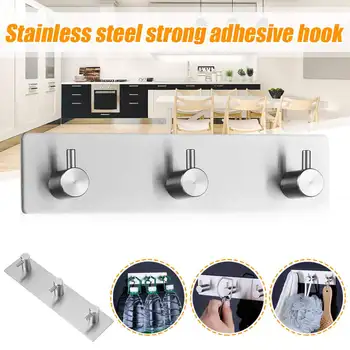 Punch Free Self Adhesive Hooks Wall Door Back Heavy Duty Stainless Steel Clothes Hanger Bathroom Kitchen Towel Rack with 3 Hook
Punch Free Self Adhesive Hooks Wall Door Back Heavy Duty Stainless Steel Clothes Hanger Bathroom Kitchen Towel Rack with 3 Hook