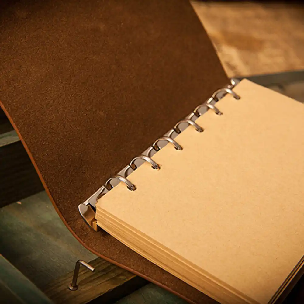 leaf leather cover loose leaf blank notebook journal diary gift