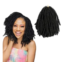 

Natifah Ombre Hair Extensions Crochet Spring Twist 8 Inch 100g Crochet Braid Synthetic Braiding Hair Pre Stretched Passion Twist