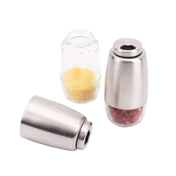 2pcs Glass Kitchen Seasoning Bottle Silver Cover Pepper Spice Pot Barbecue Salt Bottle Storage Stainless Steel Condiment Jars
