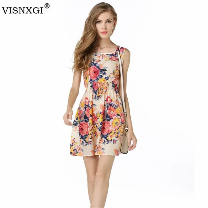 VISNXGI Summer Dresses For Women Casual Bohemian Floral Sleeveless Vest Big Flower Printed Beach Chiffon Dress For Women 2019 
VISNXGI Summer Dresses For Women Casual Bohemian Floral Sleeveless Vest Big Flower Printed Beach Chiffon Dress For Women 2019