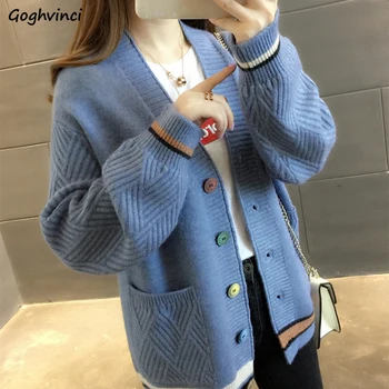 Cardigans Women Knitted Daily Warm Simple All-match Single Breasted V-Neck Korean Style Womens Fashion Girls Top Elegant Lovely
Cardigans Women Knitted Daily Warm Simple All-match Single Breasted V-Neck Korean Style Womens Fashion Girls Top Elegant Lovely