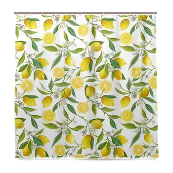 Lemon Shower Curtains Funny Yellow Fruit with Green Leaves and White Flower Polyester Fabric Waterproof Bathroom Accessories
Lemon Shower Curtains Funny Yellow Fruit with Green Leaves and White Flower Polyester Fabric Waterproof Bathroom Accessories