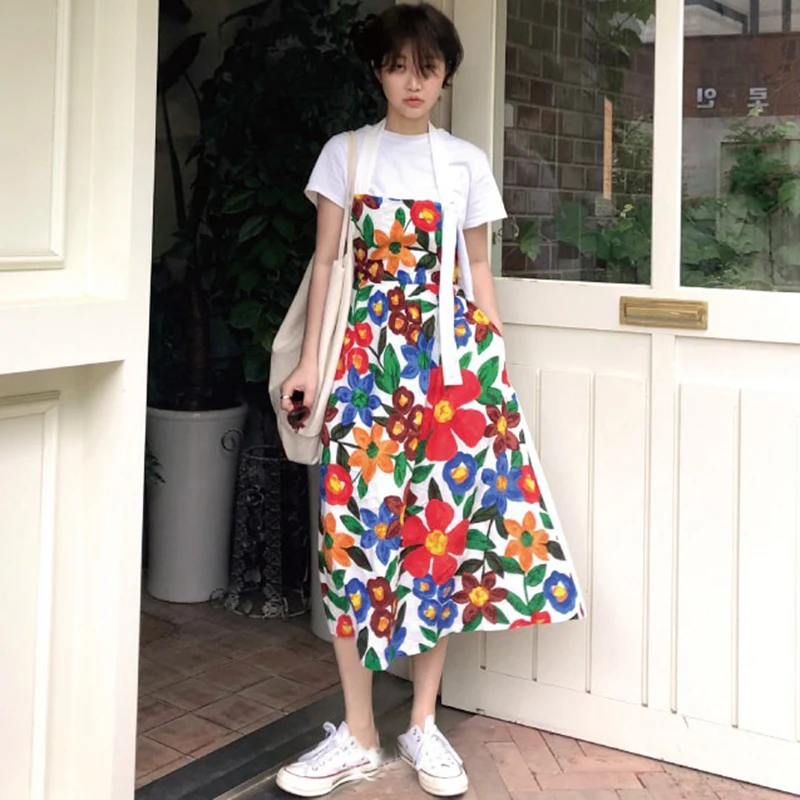 ZOSOL Korean Chic Style Sweet Loose Solid Color Short T-shirt + Color Large Flower Strap Dress Long Skirt Set Two-Piece Set
ZOSOL Korean Chic Style Sweet Loose Solid Color Short T-shirt + Color Large Flower Strap Dress Long Skirt Set Two-Piece Set