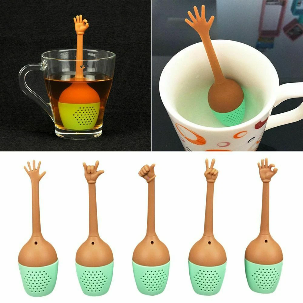 

Hand Gestures Strainer Tea Leaf Infuser FDA Grade Silicone Herbal Brewing Tool