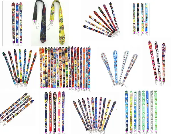 

500design 50pcs Japan cartoon anime mix lanyard Neck Strap Lanyard Mobile Phone Key Chain ID Badge Key Chain