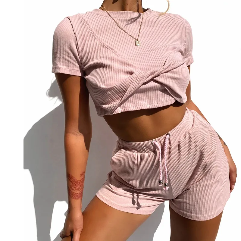 MosiMolly 2020 Summer Two Pieces Jumpsuit Romper Women Knit Twist Knot Playsuit Casual Women Cropped Top Shorts Sets
MosiMolly 2020 Summer Two Pieces Jumpsuit Romper Women Knit Twist Knot Playsuit Casual Women Cropped Top Shorts Sets