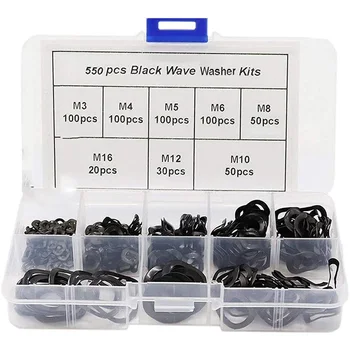 Black Steel Ring Spring Washer Three Wave Washers 65MN Wave Gasket Assortment Kits-M3 M4 M5 M6 M8 M10 M12 M16(550 Pcs)
Black Steel Ring Spring Washer Three Wave Washers 65MN Wave Gasket Assortment Kits-M3 M4 M5 M6 M8 M10 M12 M16(550 Pcs)