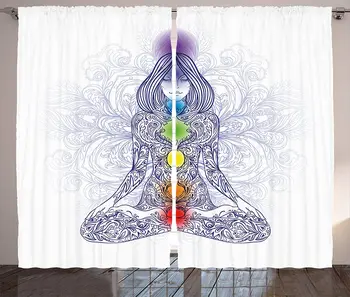 Chakra Curtains Meditating Woman in Lotus Pose with Chakra Spots in Body Hidden Peace Print Living Room Bedroom Window Drapes
Chakra Curtains Meditating Woman in Lotus Pose with Chakra Spots in Body Hidden Peace Print Living Room Bedroom Window Drapes