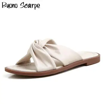 Buono Scarpe Summer Beach Slippers Pleated Knot Women Slippers Flat Casual Genuine Leather Slides Comfort Designer Girls Shoes
Buono Scarpe Summer Beach Slippers Pleated Knot Women Slippers Flat Casual Genuine Leather Slides Comfort Designer Girls Shoes