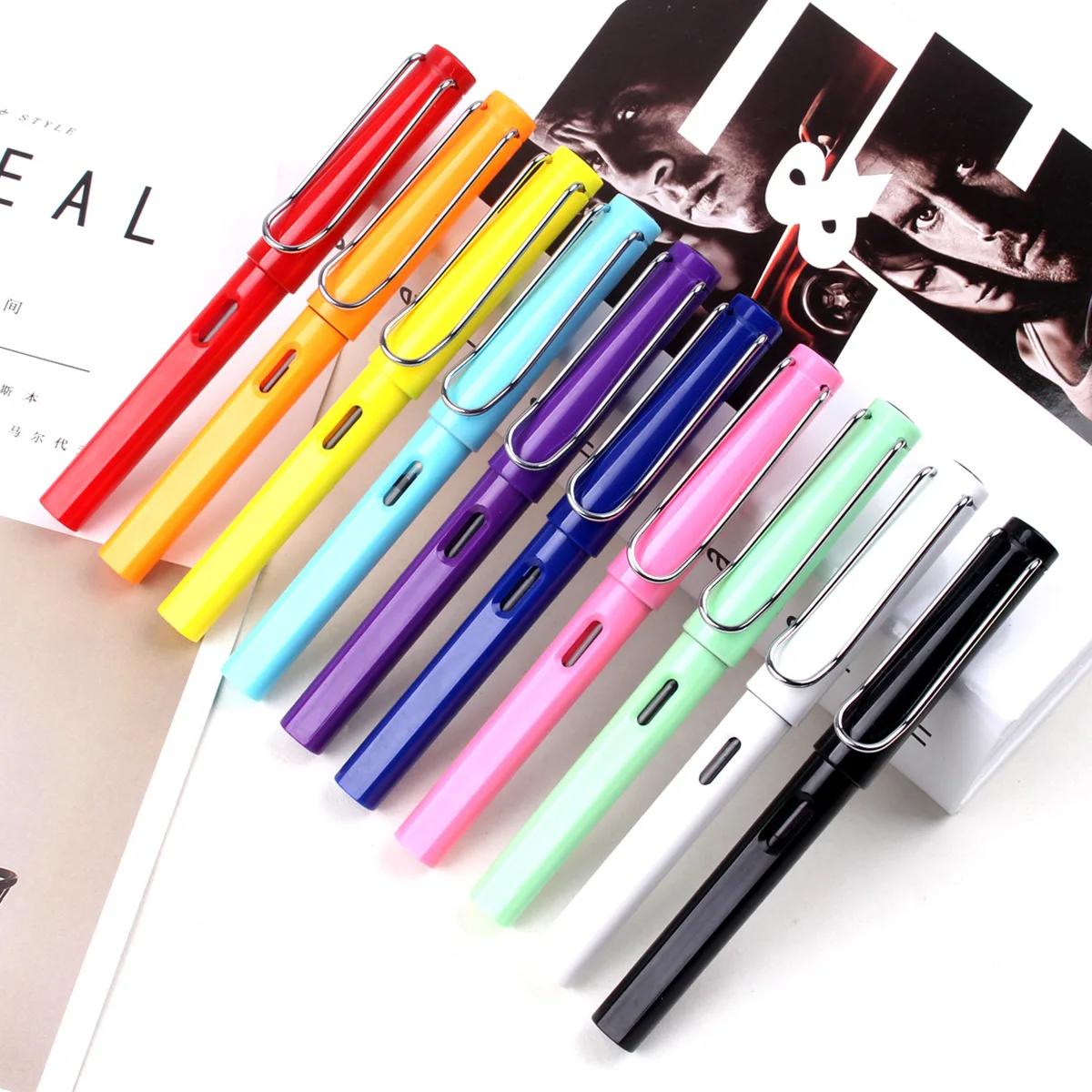 30PCS/Lot Fresh color transparent student fountain pen calligraphy practice pen can customize LOGO.
30PCS/Lot Fresh color transparent student fountain pen calligraphy practice pen can customize LOGO.
