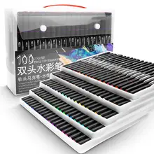 100 cor marcadores de aquarela para pintura de desenho conjunto profissional água coloração escova caneta conjunto ponta dupla para escola arte suprimentos(China)