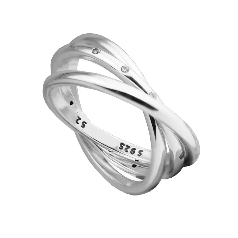 

New Swirling Symmetry Rings for Women 925 Sterling Silver Jewelry Women Rings Clear CZ Crystal Jewelry Girls Rings Wholesales