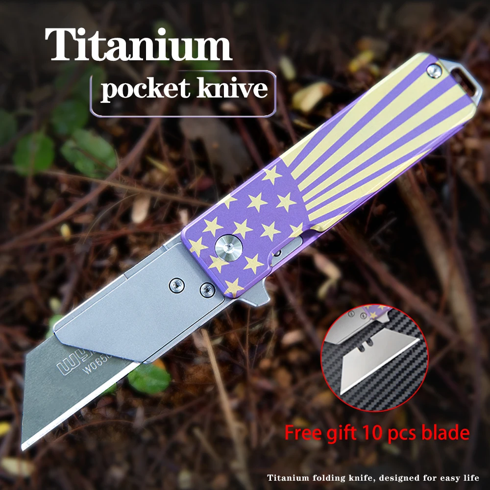Titanium alloy folding knife quick change blades pocket knife Cutting tools Outdoor gadget in need of a reliable EDC
Titanium alloy folding knife quick change blades pocket knife Cutting tools Outdoor gadget in need of a reliable EDC