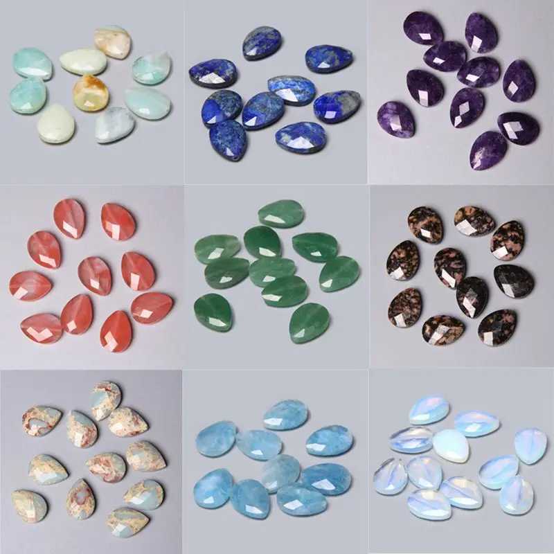 

5Pcs Colorful Faceted Gem Charm Aventurine Natural Stone Opal Waterdrop Quartz Pendant for Jewelry Making Necklace Accessories