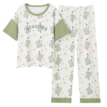 Pjs Women Sleepwear Crew Neck Homesuit Homeclothes Short Sleeve Long Pants Pajamas Set Cartoon Printing Pj Set Fashion Style 
Pjs Women Sleepwear Crew Neck Homesuit Homeclothes Short Sleeve Long Pants Pajamas Set Cartoon Printing Pj Set Fashion Style