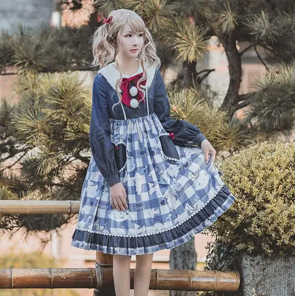 Sweet princess lolita dress vintage turn-down collar bowknot printing high waist victorian dress kawaii girl gothic lolita op 
Sweet princess lolita dress vintage turn-down collar bowknot printing high waist victorian dress kawaii girl gothic lolita op