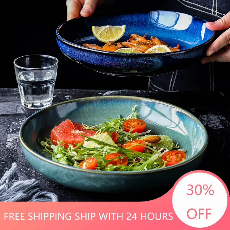 Simple Ceramic Underglaze Dark Round Flat Plates Western Steak Kitchen Environmental Protection Japanese Style Tableware
Simple Ceramic Underglaze Dark Round Flat Plates Western Steak Kitchen Environmental Protection Japanese Style Tableware