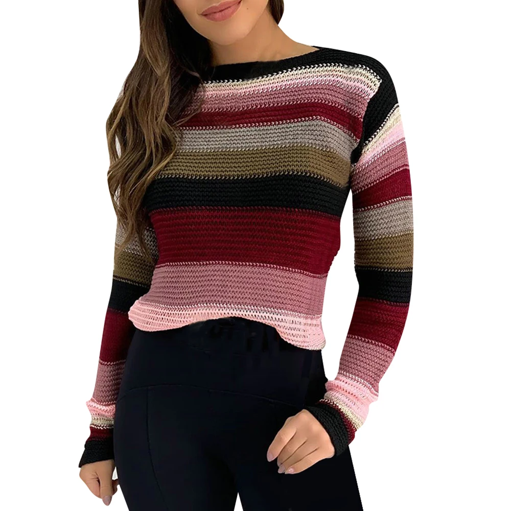 Women Striped Printed Sweater Autumn Casual Round Neck Long Sleeve Knitted Top Female 2020 Fashion Patchwork Pullover D30
Women Striped Printed Sweater Autumn Casual Round Neck Long Sleeve Knitted Top Female 2020 Fashion Patchwork Pullover D30