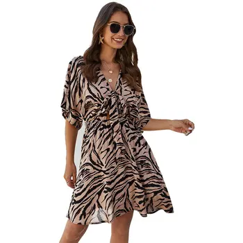 Fashion V-Neck Animal Printing Dress Women's Clothing European And American Women Dress Elegant Female Ladies Dress 2020 Hot
Fashion V-Neck Animal Printing Dress Women's Clothing European And American Women Dress Elegant Female Ladies Dress 2020 Hot
