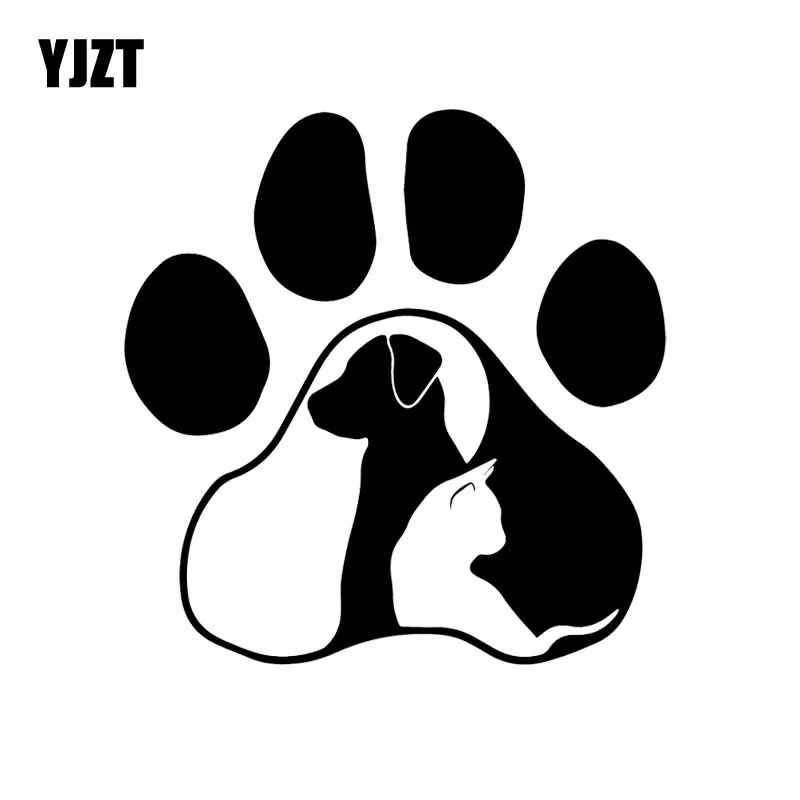 YJZT 14.7X15.1CM кота собаки с животными Детские футболка забавным мультипликационным