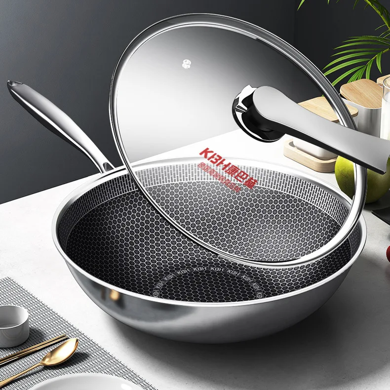 KBH Second Generation 304 Stainless Steel Non-stick Pot Wok Currently Available Stainless Steel Frying Pan Household Electromagn
KBH Second Generation 304 Stainless Steel Non-stick Pot Wok Currently Available Stainless Steel Frying Pan Household Electromagn