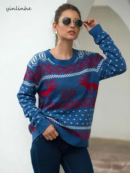 yinlinhe Knit Snowflake Christmas Sweater Women Long Sleeve Cute Deer Pullover Spring Winter Jumpers Ladies Casual Sweater 1306
yinlinhe Knit Snowflake Christmas Sweater Women Long Sleeve Cute Deer Pullover Spring Winter Jumpers Ladies Casual Sweater 1306