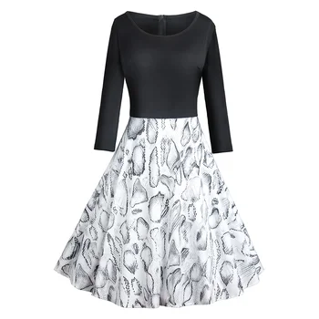 Wipalo Leopard Snake Print Zebra Pattern Dresses Women Round Collar Solid Patchwork A Line Party Dress Female Vintage Vestidos
Wipalo Leopard Snake Print Zebra Pattern Dresses Women Round Collar Solid Patchwork A Line Party Dress Female Vintage Vestidos