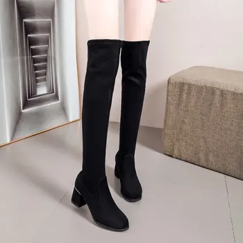 Black Over The Knee Boots Slim Women Shoes Suede Thigh High Boots Heels Winter Long Boots with High Heels Botines Mujer 2020
Black Over The Knee Boots Slim Women Shoes Suede Thigh High Boots Heels Winter Long Boots with High Heels Botines Mujer 2020
