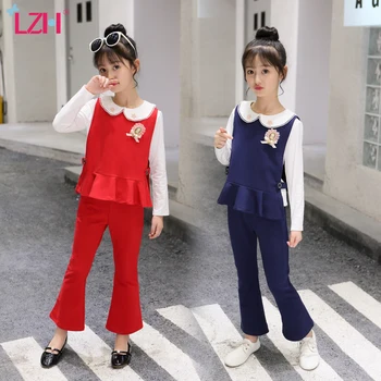 LZH 2020 Autumn Fashion Doll Collar Long Sleeve Top+Vest+Wide Leg Pants 3Pcs Set 4-8 Year Clothes For Teenager Flowers Girl Suit 
LZH 2020 Autumn Fashion Doll Collar Long Sleeve Top+Vest+Wide Leg Pants 3Pcs Set 4-8 Year Clothes For Teenager Flowers Girl Suit