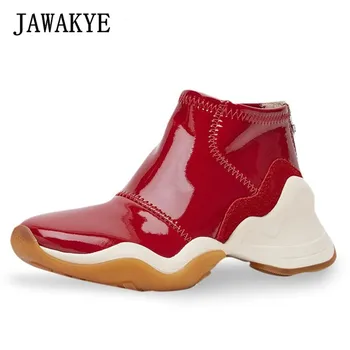 Fashion Bright Leather High Top Casual Shoes for Women Back Metal Zipper Boots Cozy Platform Daddy Shoes Knitted Shoes Woman
Fashion Bright Leather High Top Casual Shoes for Women Back Metal Zipper Boots Cozy Platform Daddy Shoes Knitted Shoes Woman