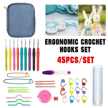 45Pcs/set Aluminium Crochet Hooks Knit Colorful Crochet Needle Set Sweater Knitting Needls Set DIY Clothes Scarf with Bag Kits 
45Pcs/set Aluminium Crochet Hooks Knit Colorful Crochet Needle Set Sweater Knitting Needls Set DIY Clothes Scarf with Bag Kits