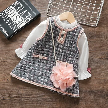 Spring Autumn Baby Girls Vest Dress Suit Garment With Flower Shoulder Bag New Fashion Girls' Clothing Sets Tops+Dress 2 Pcs/Set
Spring Autumn Baby Girls Vest Dress Suit Garment With Flower Shoulder Bag New Fashion Girls' Clothing Sets Tops+Dress 2 Pcs/Set