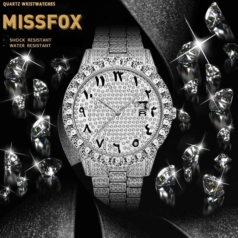 Original MISSFOX Relogio Masculino Arabic Numbers Watch AAA Watch Men Yacht Master Big Dimaond Bezel Iced Out Watch Mens Gift
Original MISSFOX Relogio Masculino Arabic Numbers Watch AAA Watch Men Yacht Master Big Dimaond Bezel Iced Out Watch Mens Gift