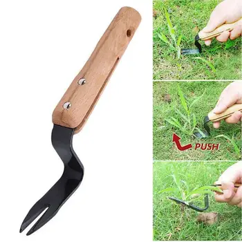 

1Pcs Garden Remove Weed Shovel Garden Fork Wood Forked Head Hand Weeder Puller Patio Handle For Garden Courtyard Trimming Tools
