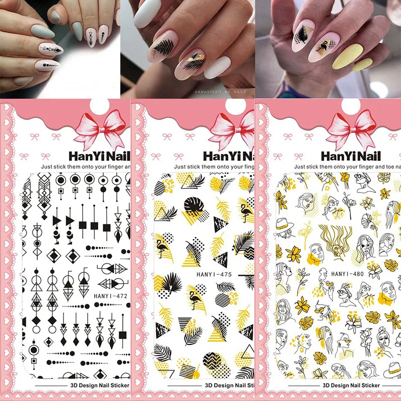 

Модные аксессуары для дизайна ногтей, наклейки для маникюра, наклейки для ногтей, золотые, черные листья, граффити, обертка для ногтей HY004