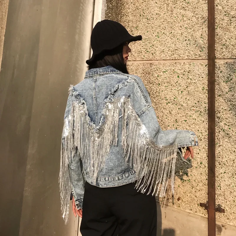 Denim Jacket Women's 2020 Spring Autumn The New Listing Tassel Loose Streetwear Fashion Ceket Clothes Women Jeans Cortaviento
Denim Jacket Women's 2020 Spring Autumn The New Listing Tassel Loose Streetwear Fashion Ceket Clothes Women Jeans Cortaviento