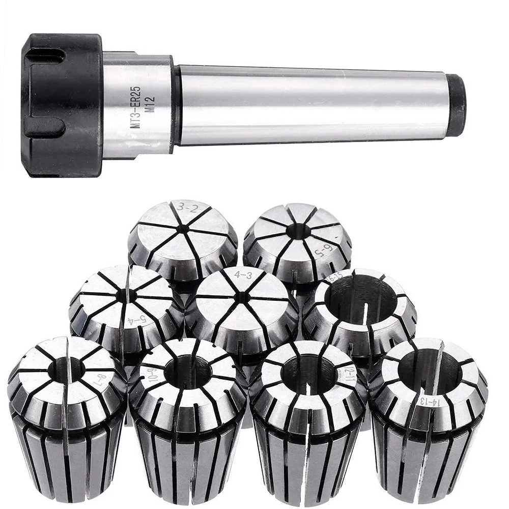 9Pcs ER25 Spring Collet Set with MT Collet Chuck Holder for CNC Milling Lathe Tool
9Pcs ER25 Spring Collet Set with MT Collet Chuck Holder for CNC Milling Lathe Tool