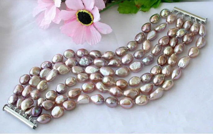 Unique Pearls jewellery Store 6row 14mm Lavender Baroque Freshwater Cultured Pearl Bracelet Magnet Clasp Charming Women Jewelry
Unique Pearls jewellery Store 6row 14mm Lavender Baroque Freshwater Cultured Pearl Bracelet Magnet Clasp Charming Women Jewelry