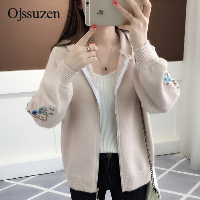 Spring Zipper Cardigans Sweaters Women Hooded Coats Ladies Sweater Autumn Female Embroidered Cardigan Woman White Blue
Spring Zipper Cardigans Sweaters Women Hooded Coats Ladies Sweater Autumn Female Embroidered Cardigan Woman White Blue