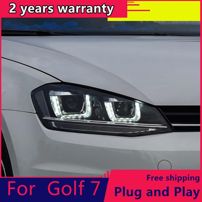 

KOWELL Car Styling For VW Golf7 Headlights Golf 7 MK7 LED Headlight DRL Lens Double Beam H7 HID Xenon bi xenon lens